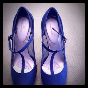 Ladies Worthington Navy Blue Mesh side Platform